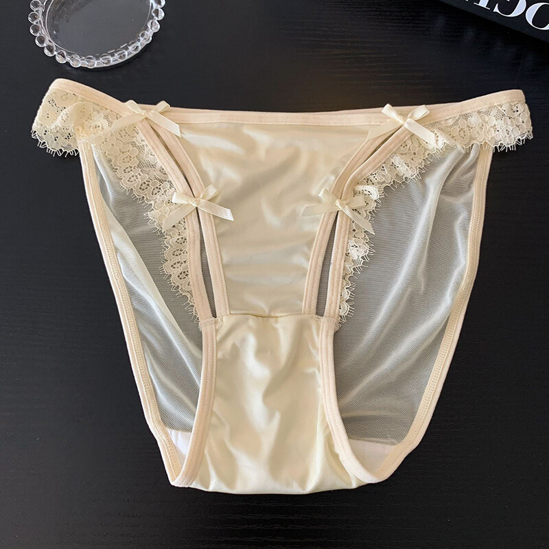 4 Pack Lot Sexy Womens Satin Panties Underwear French Sheer Lace Bikini Lingerie
