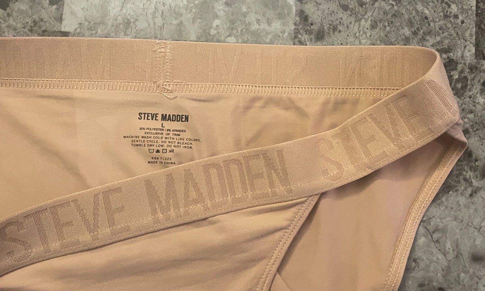 STEVE MADDEN LARGE BEIGE NUDE SUPER SOFT SMOOTH THICK BAND STRING BIKINI PANTIES