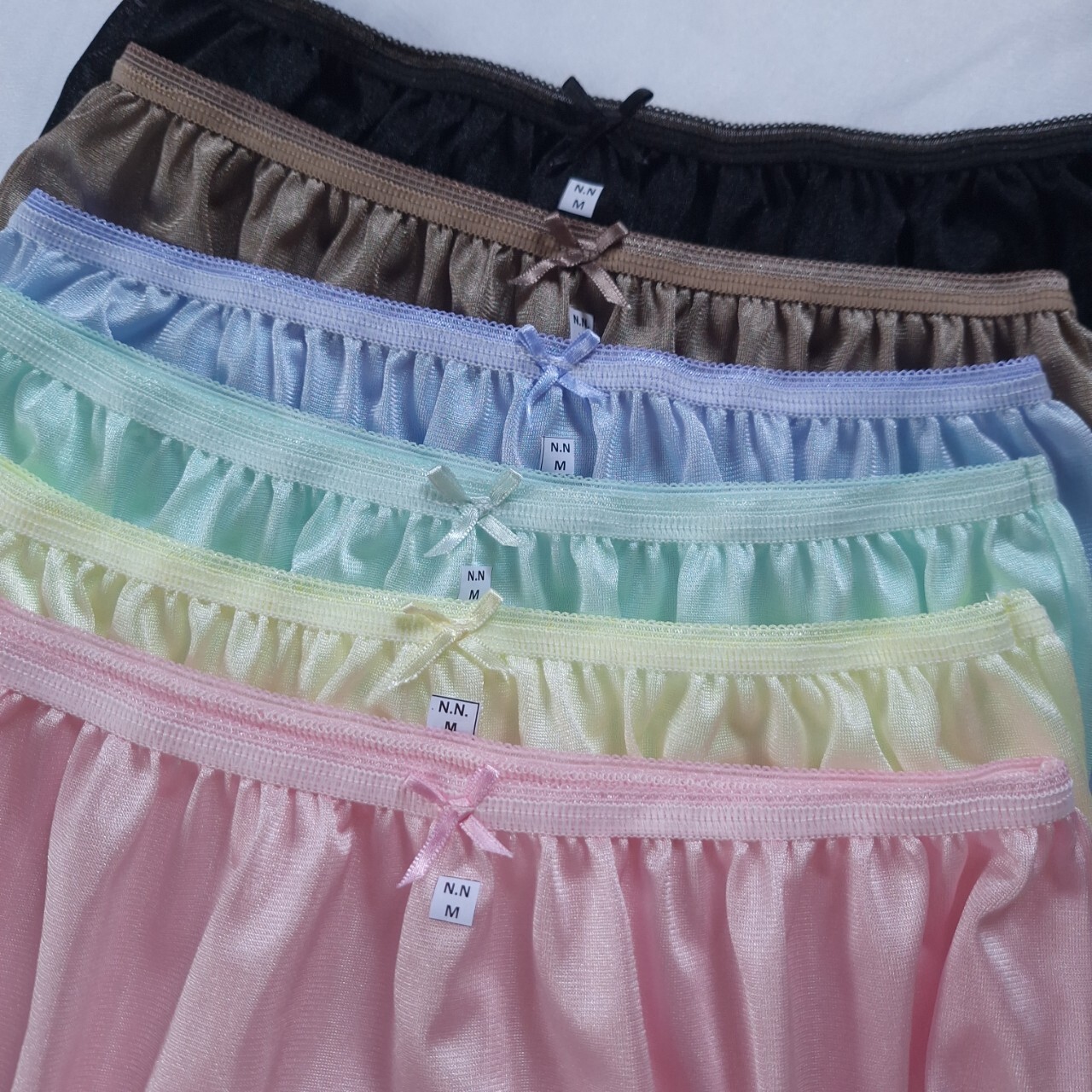 7pcs Colorful Size M Light Underwear Nylon Silky Soft Slip Panties Waist 30″-36″
