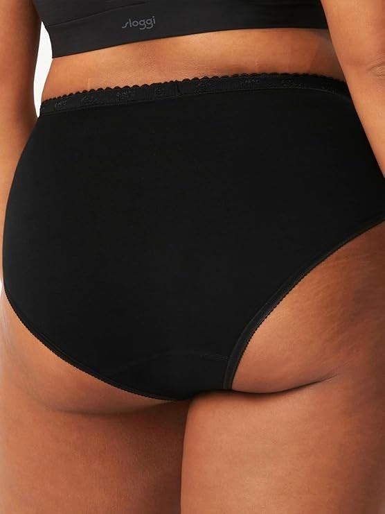 Sloggi 4 Pack Chic Midi Brief Knickers, Black Size 20