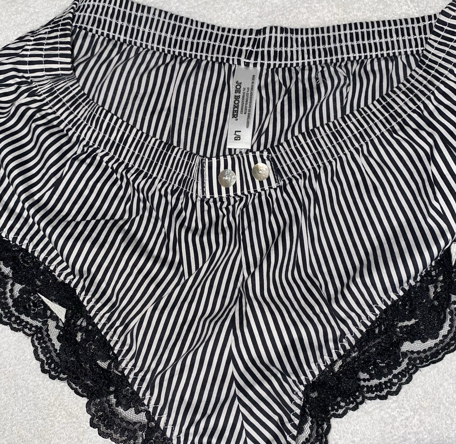 VTG Joe Boxer Hi Cut Boy Shorts Panties Lace LRG Cotton Spandex Blend CUTE