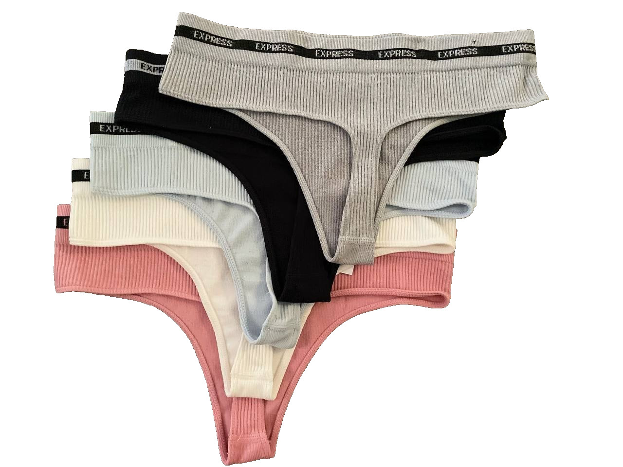 Express Seamless Ladies Ribbed Thong Simple Women’s Low Waist Sz L New