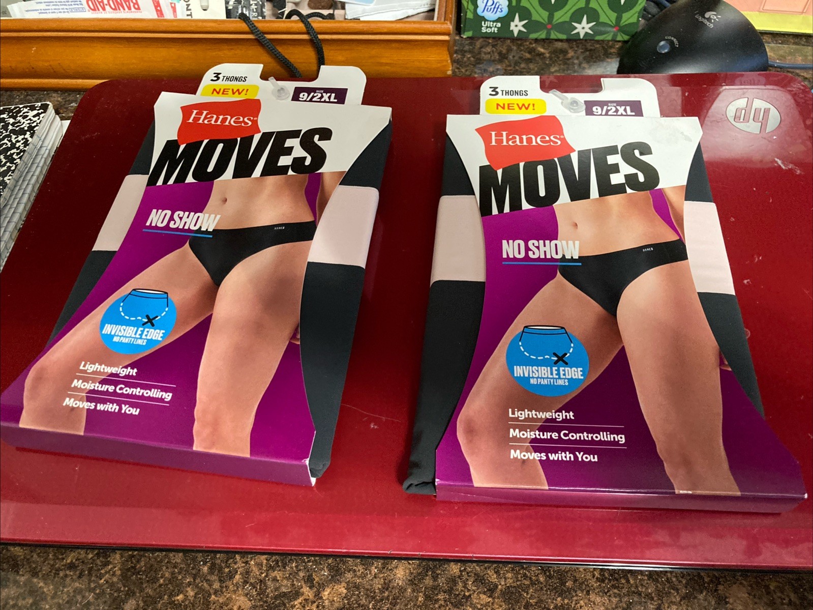 2-3 Pack Of Hanes Size 9/2XL Moves No Show Thong Panties New With Tag