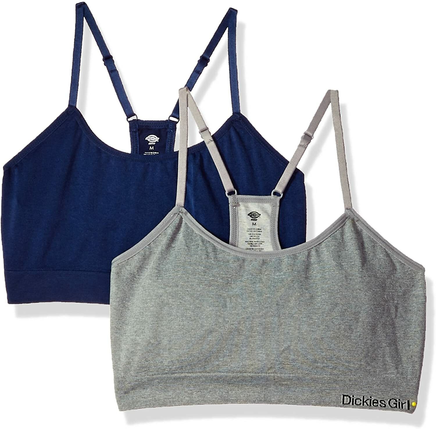 Dickies Girl Women’s Seamless Bralette 2 Pack Bra – Heather Gray & Navy Bra Set-