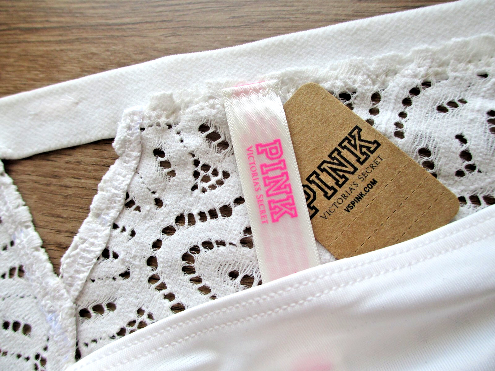 VICTORIA’S SECRET PINK String Bikini Panty VS Coconut White S M L XL Lace Back