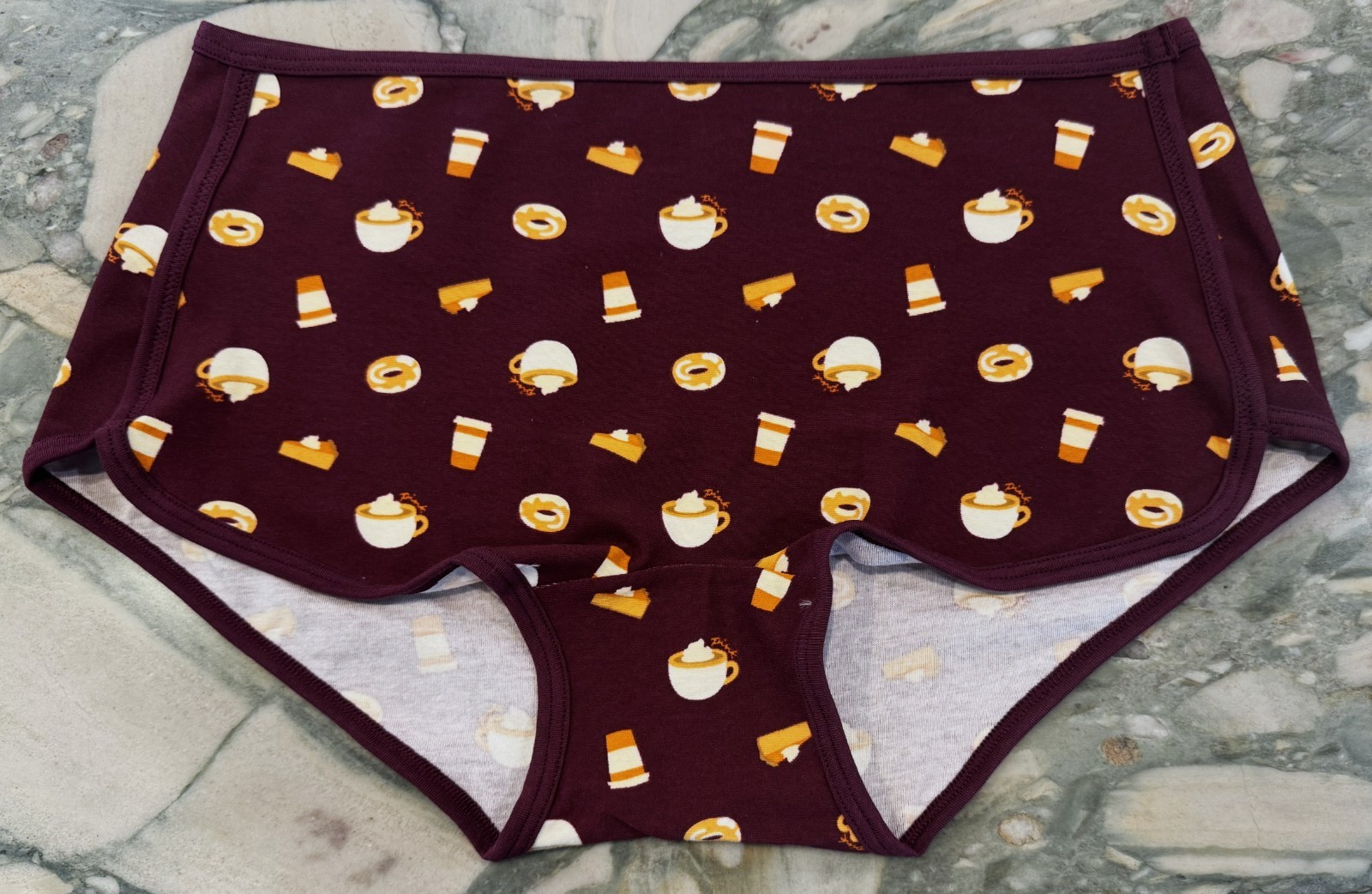 NEW Victoria Secret PINK Cotton Trim Boyshort – Rich Maroon Cozy Fall – XL