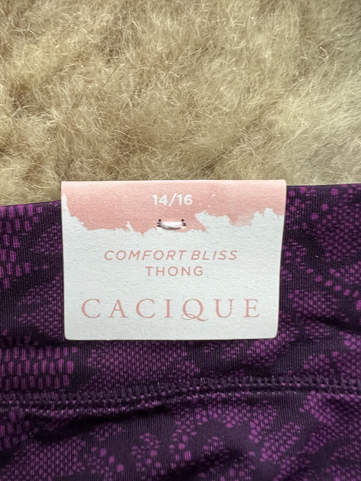 Lane Bryant Cacique Comfort Bliss Thong Wide Band 14/16 Nylon Violet Flower NWT
