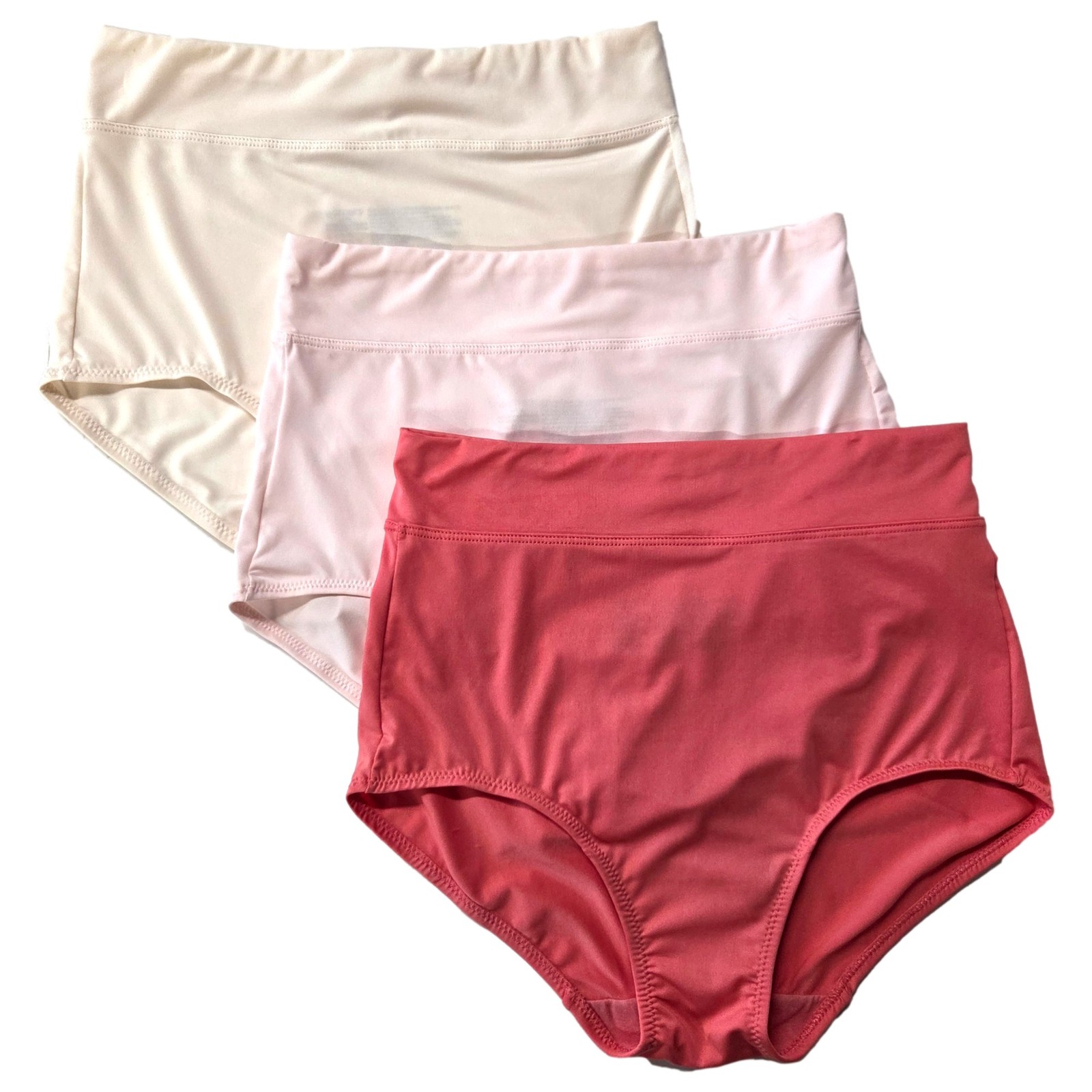 Warners Womens 3pc Breathable Microfiber Brief Panty Set Cream & Two Pink