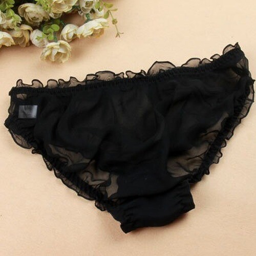 Womens 100% Silk Ruffle Frilly Bikinis Briefs Panties Knaughty Knickers Hotwife