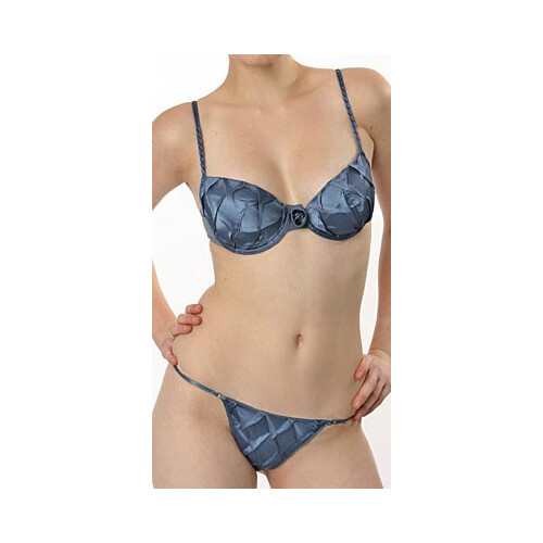 Ravage Blue Diamond Pleated Collection R44632-049-1,2 3 or 4, String Sided Thong