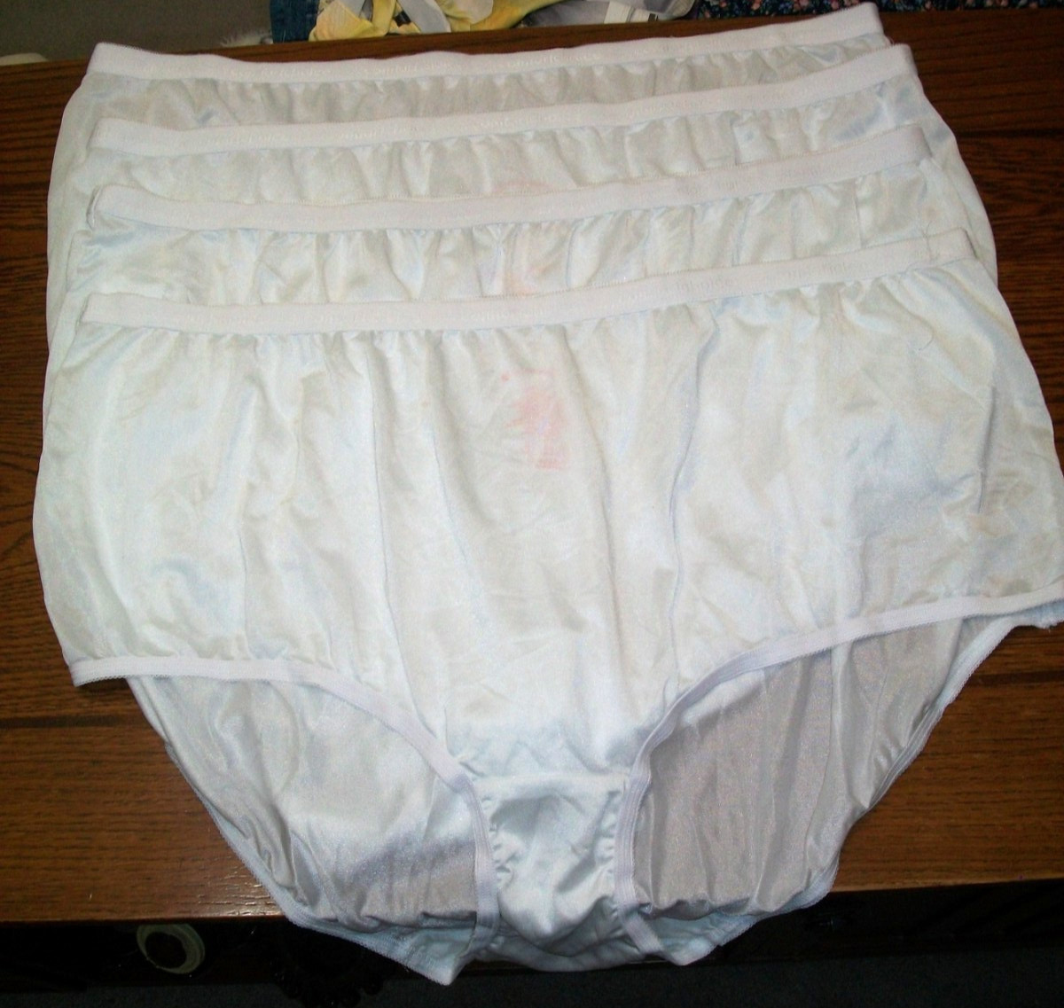COMFORT CHOICE SZ 12 LOT 4 SILKY SEMISHEER WHITE BRIEFS UNDERWEAR PANTIES~COTTON