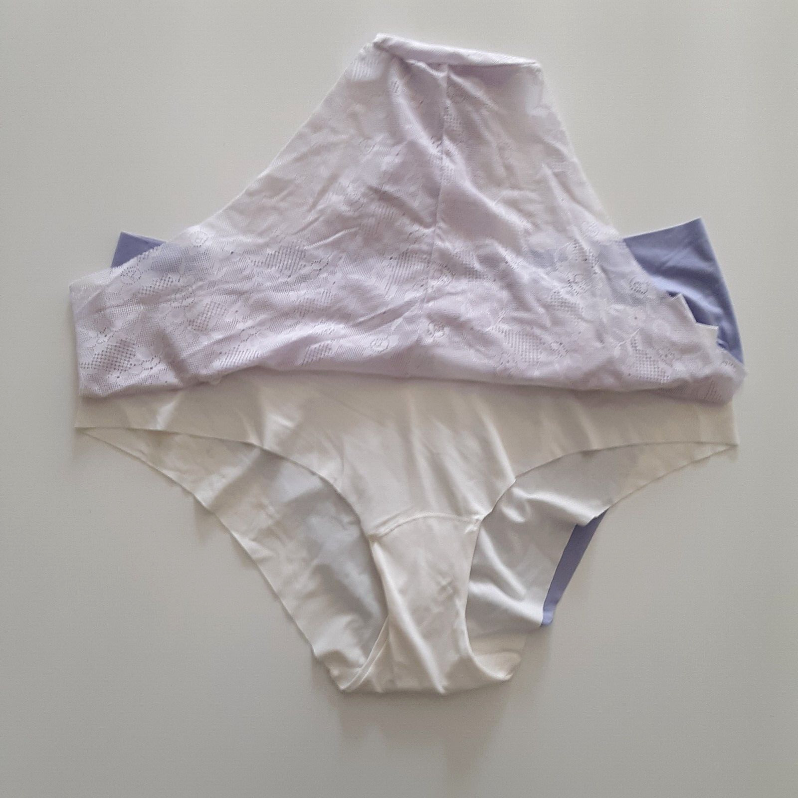 Tranquil & True Womens Size 3X Cheeky Panties Matte Lace Purple Ivory 3 Pack