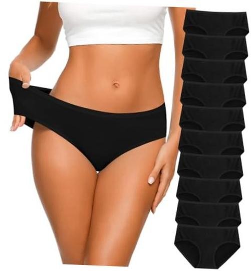Women’s Cotton Bikini Panties, High-Cut Full Medium Multicolor X-10 Pack