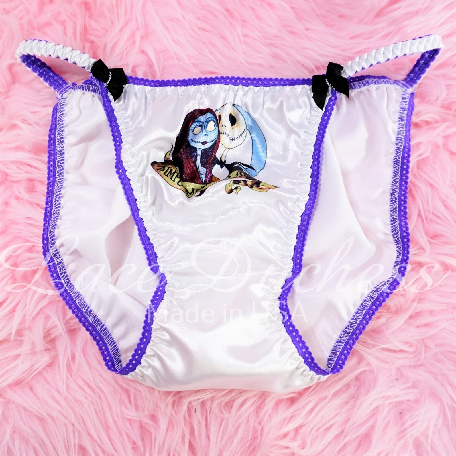SATIN sissy Halloween Panties Nightmare Jack & Sally Ladies/MENS string bikini