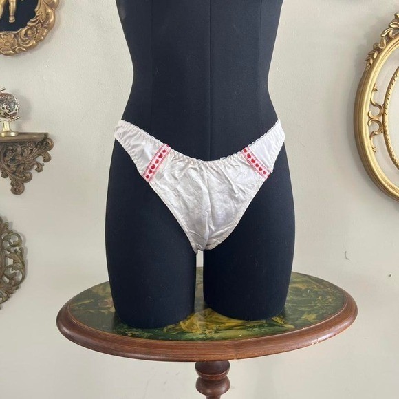 Vintage “Designs by Faris” Red Heart Satin Thong