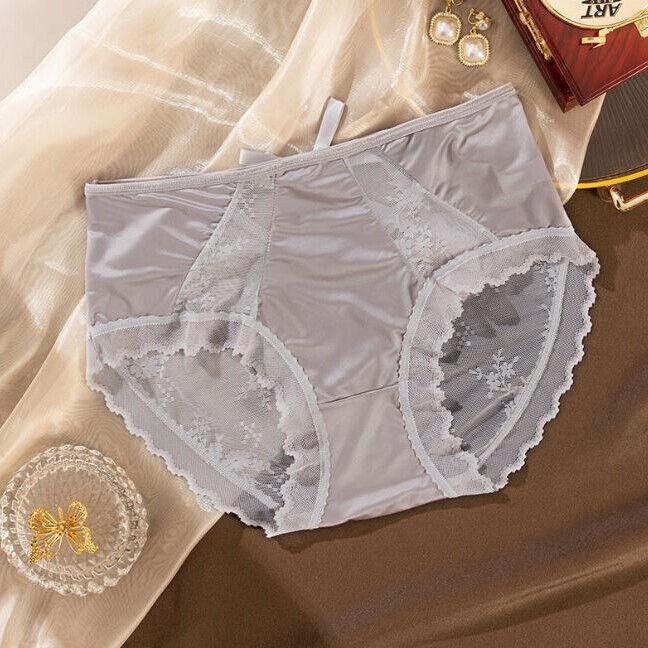 6 Packs Lot Womens Silky Satin Panties Briefs French Lace Sheer Back Lingeries