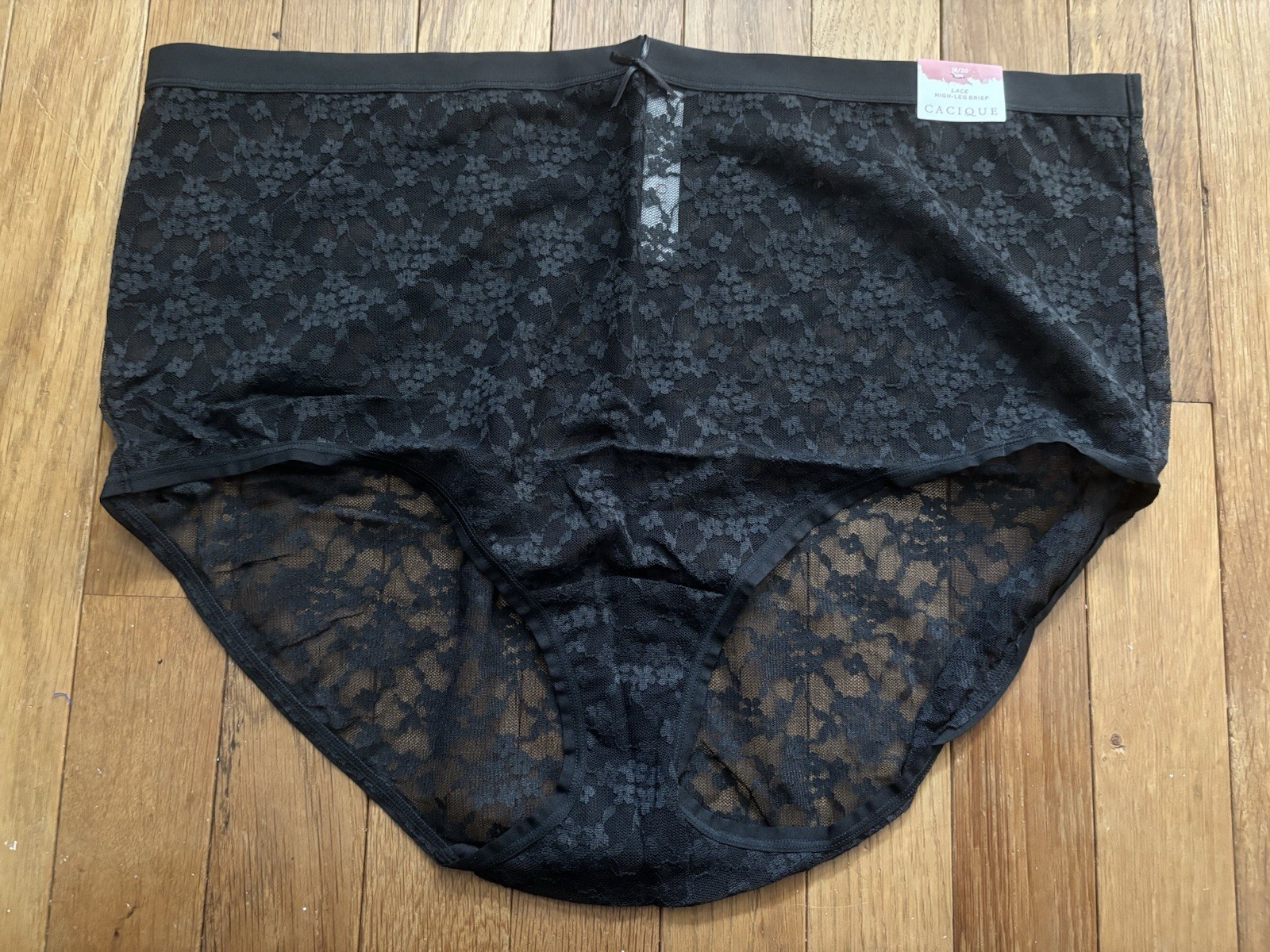NWT Plus Size 18/20 Lane Bryant Cacique All Lace High Leg Panty Sheer Sexy Black