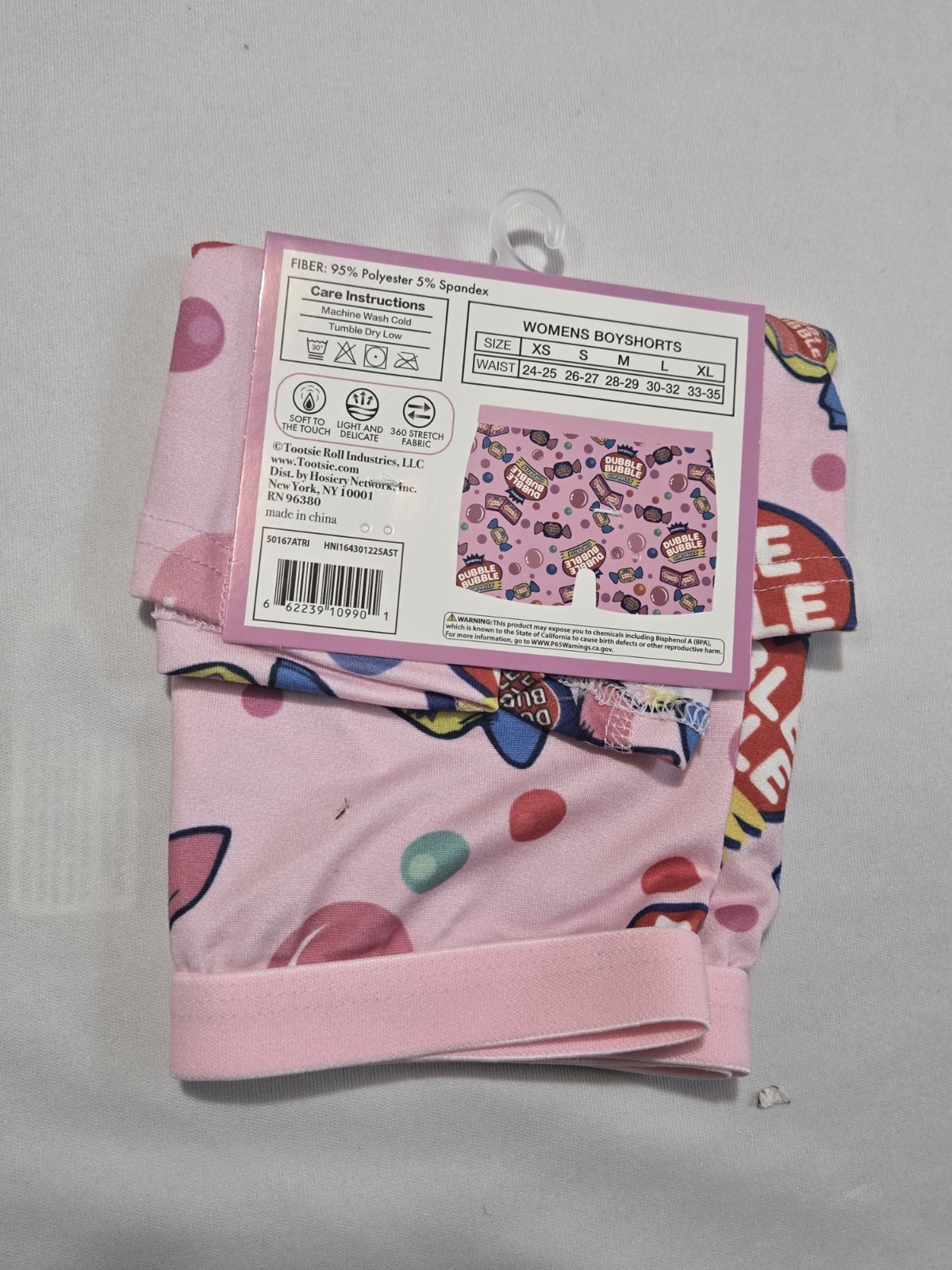 Dubble Bubble Women’s Boyshort Panties Pink Graphic L 1 Pack Polyester Spandex