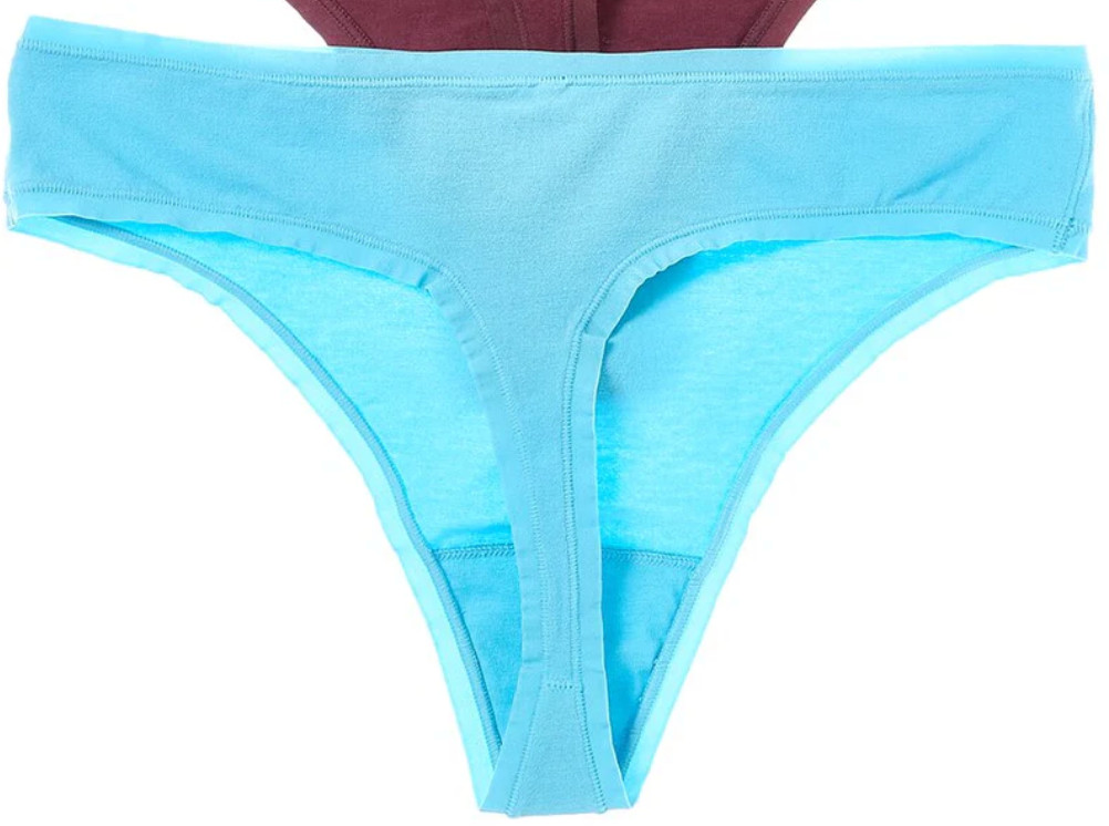 Natori MEDIUM Bliss Bare Cotton Thong Panty NWOT 771346 Teal