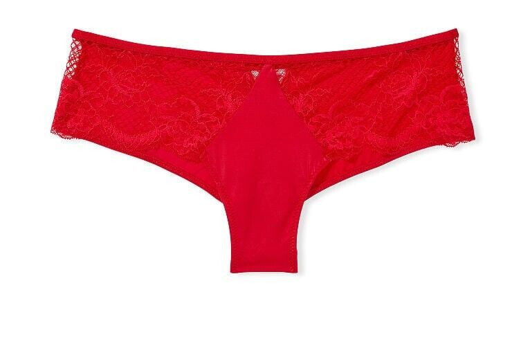 Victoria’s Secret Sexy Red Fishnet Floral Lace Cheeky Panty Size S Solid Color