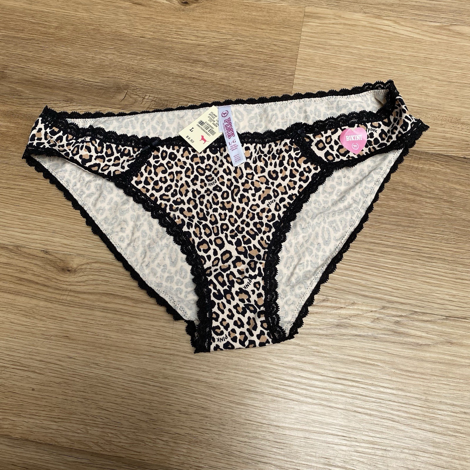 Victoria’s Secret Pink Cheetah Print Extra low Rise Bikini Panties Large NWT
