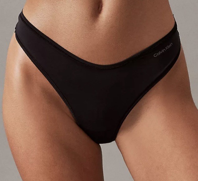 CALVIN KLEIN Ideal Stretch Micro Black Thong Panty Womens XS S 5 M 6 L 7 QD5117