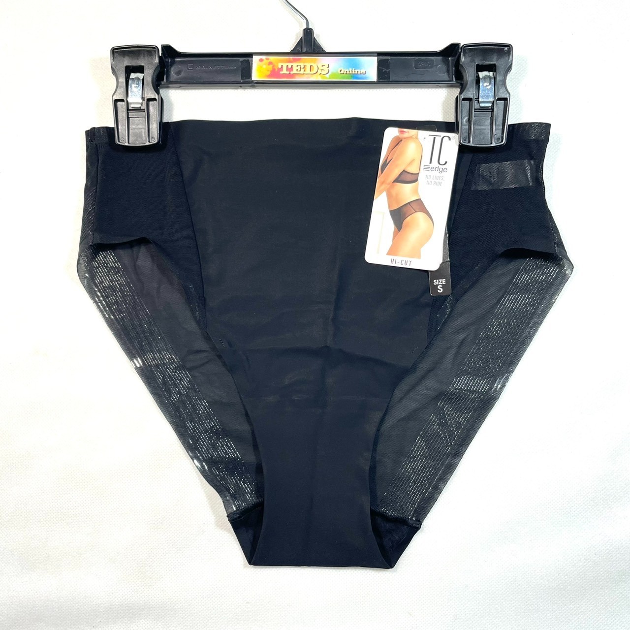 NWT TC Fine Intimates Women’s S Edge Mesh Micro Hi Cut Brief Panty A4-124 Black