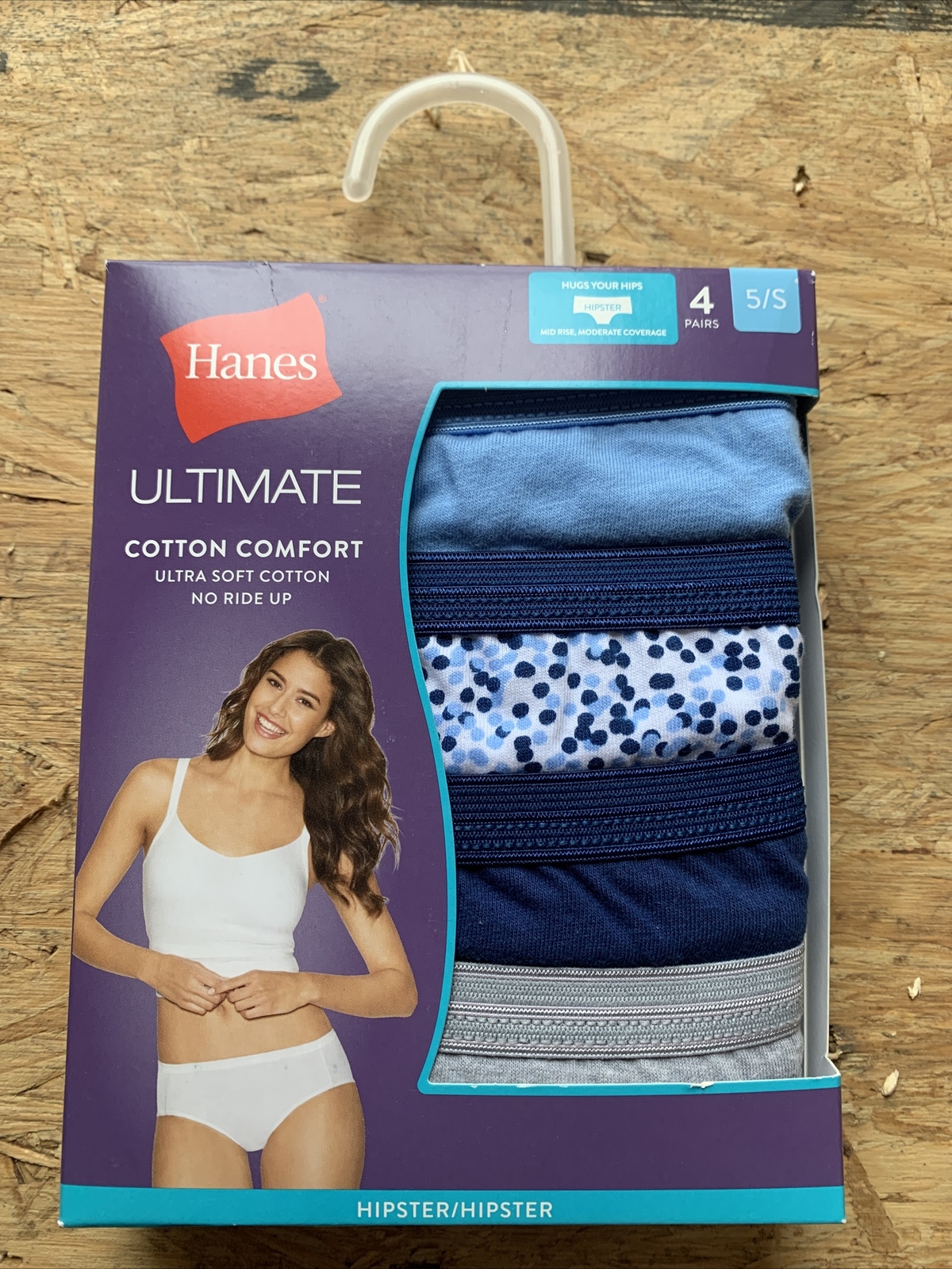 Hanes Ultimate Cotton Comfort Hipster 4 Pair Womens Panties Size Small Blue
