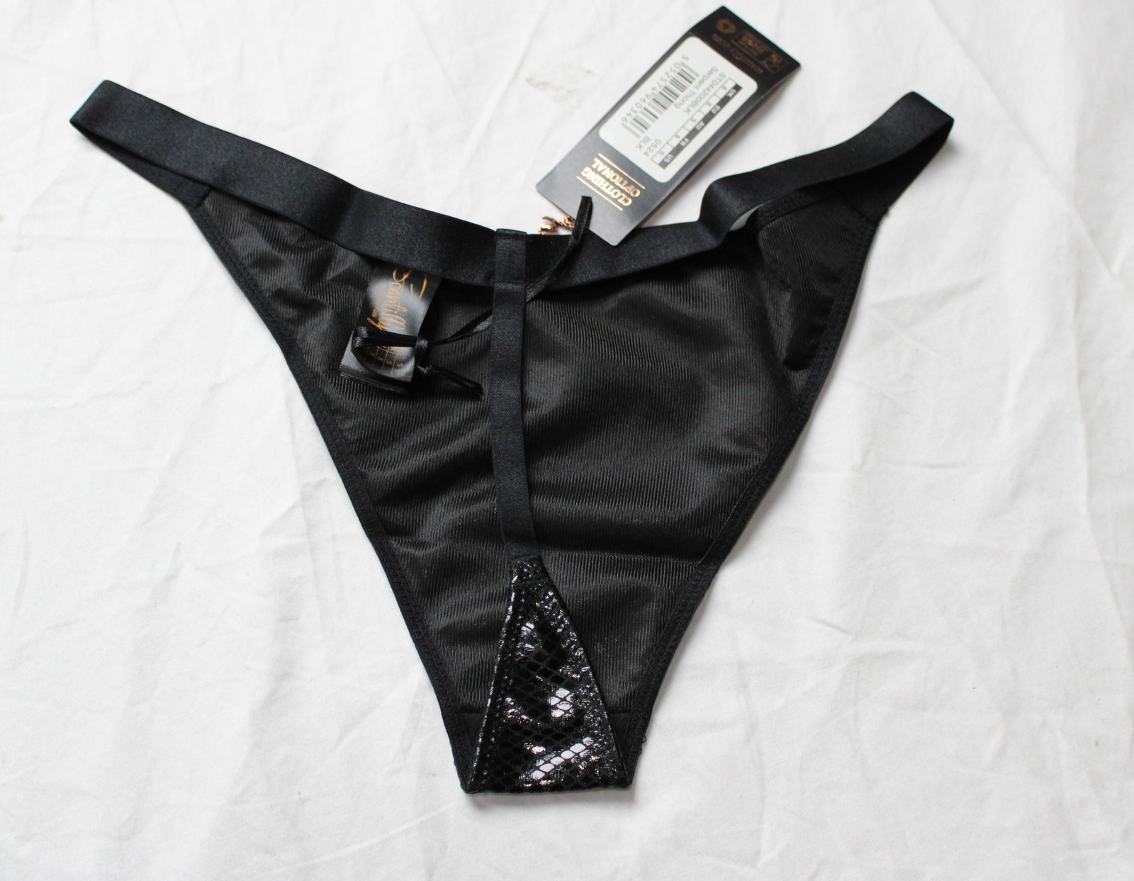 Scantilly By Curvy Kate Women’s Pleather Serpent Thong AC2 Black Small NWT