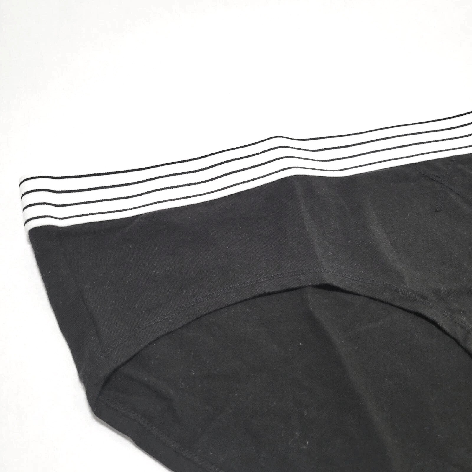 Black Hipsters Panties Underwear with White Striped Waistband XL / #8137