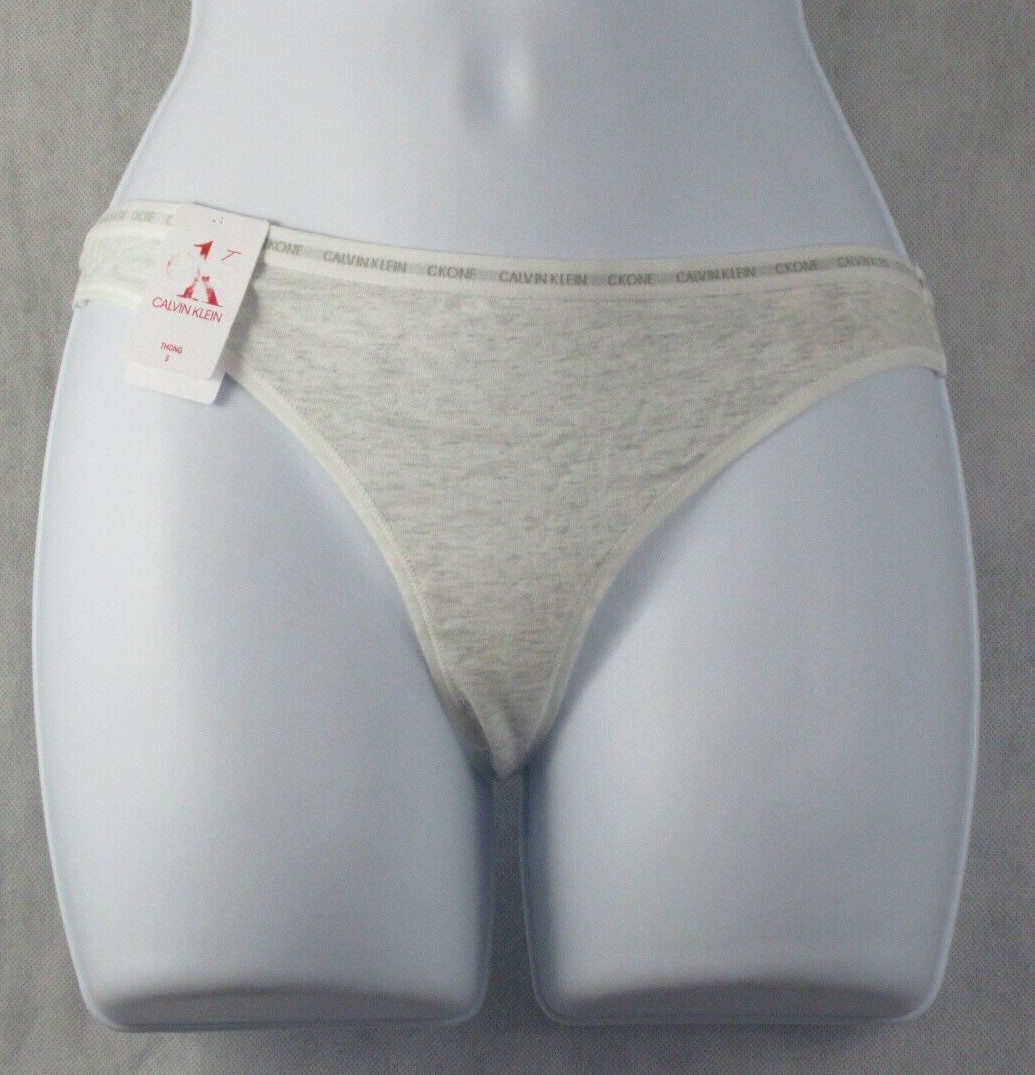 Calvin Klein Women’s CK One Cotton Blend Thong Panty Underwear, Gray, Medium