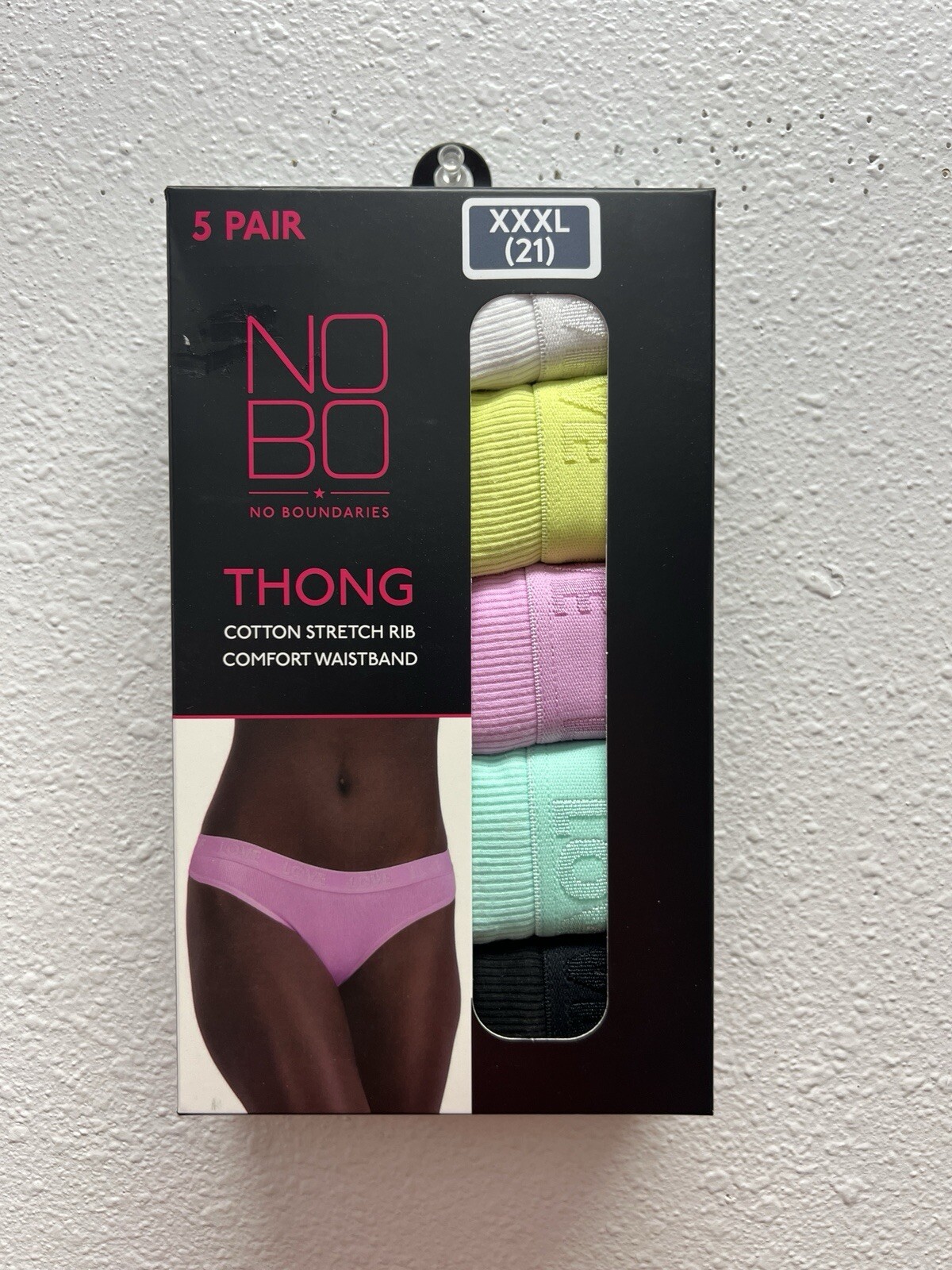 5-Pair NO BOUNDARIES Women’s S (3-5) THONG Cotton Stretch Ribbed Underwear