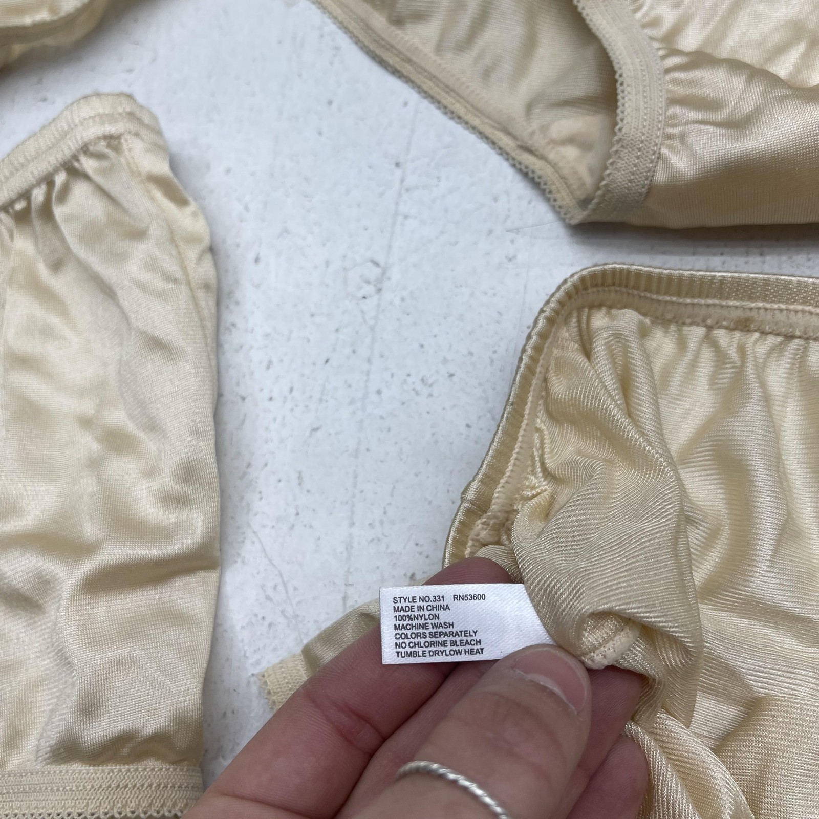 Teri Brief Panties Womens Medium Beige Nylon Satin 4 Pack Lightweight Stretch