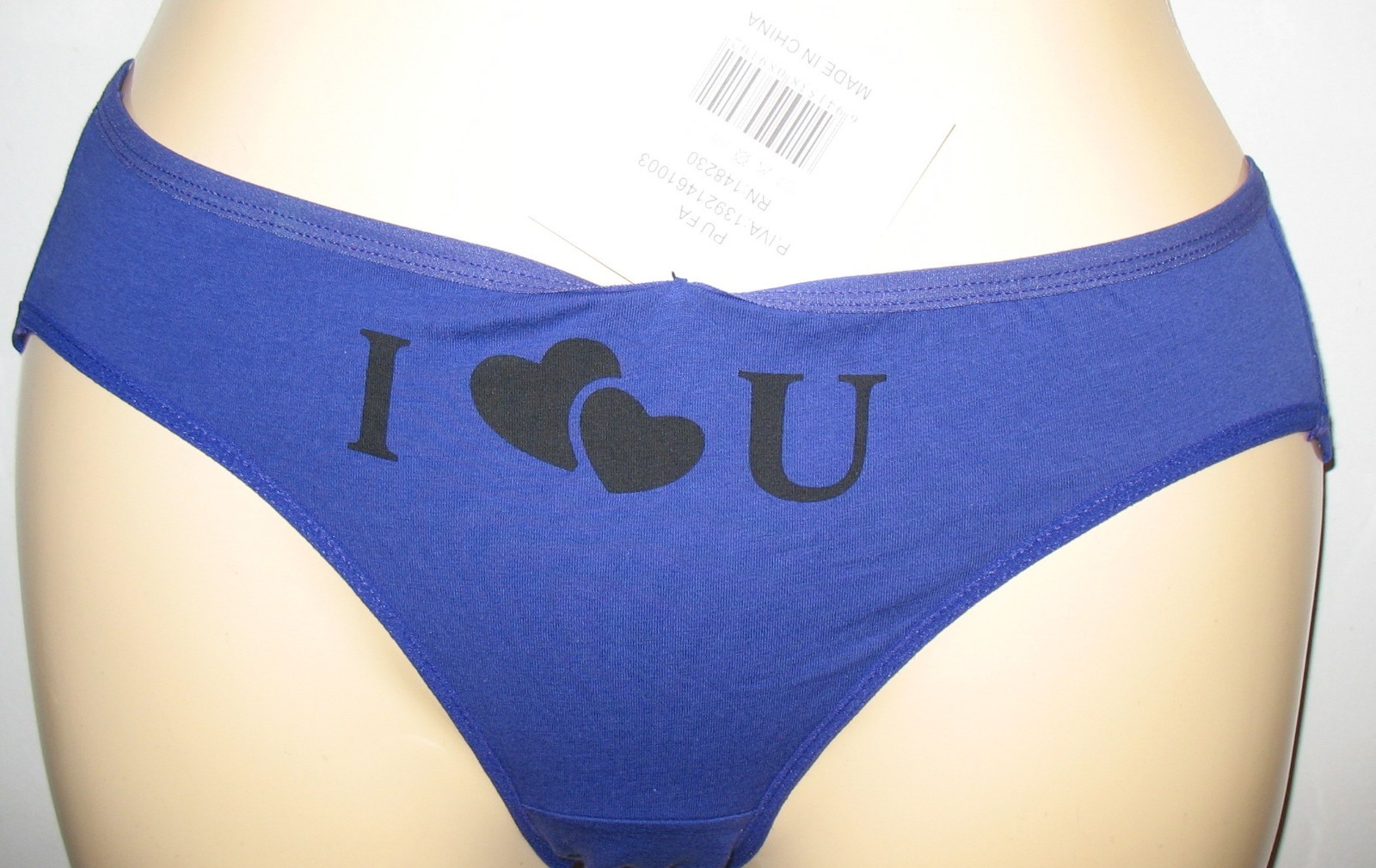 PANMANNI – NEW – SIZE: M – PURPLE COTTON STRETCH PANTY ” I LOVE U ” ON FRONT