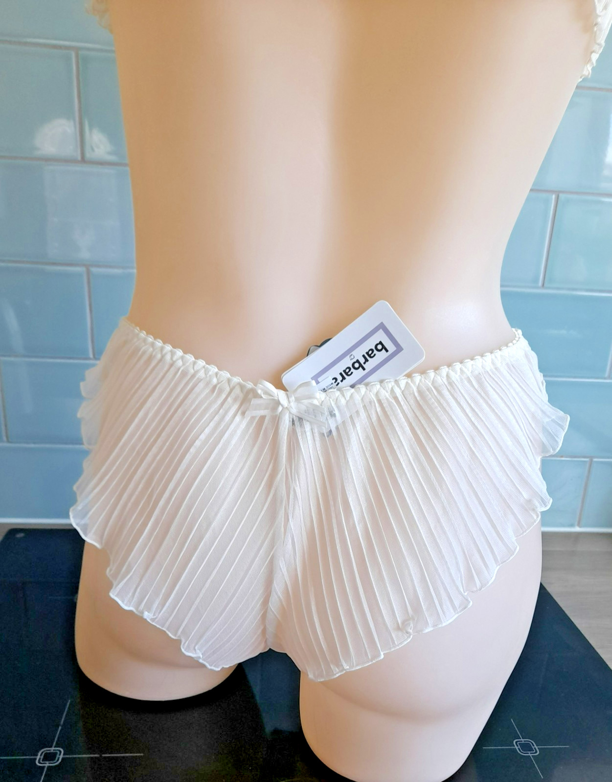 Barbara Ivory “Follies” High Leg Pleated Fan Backed Briefs