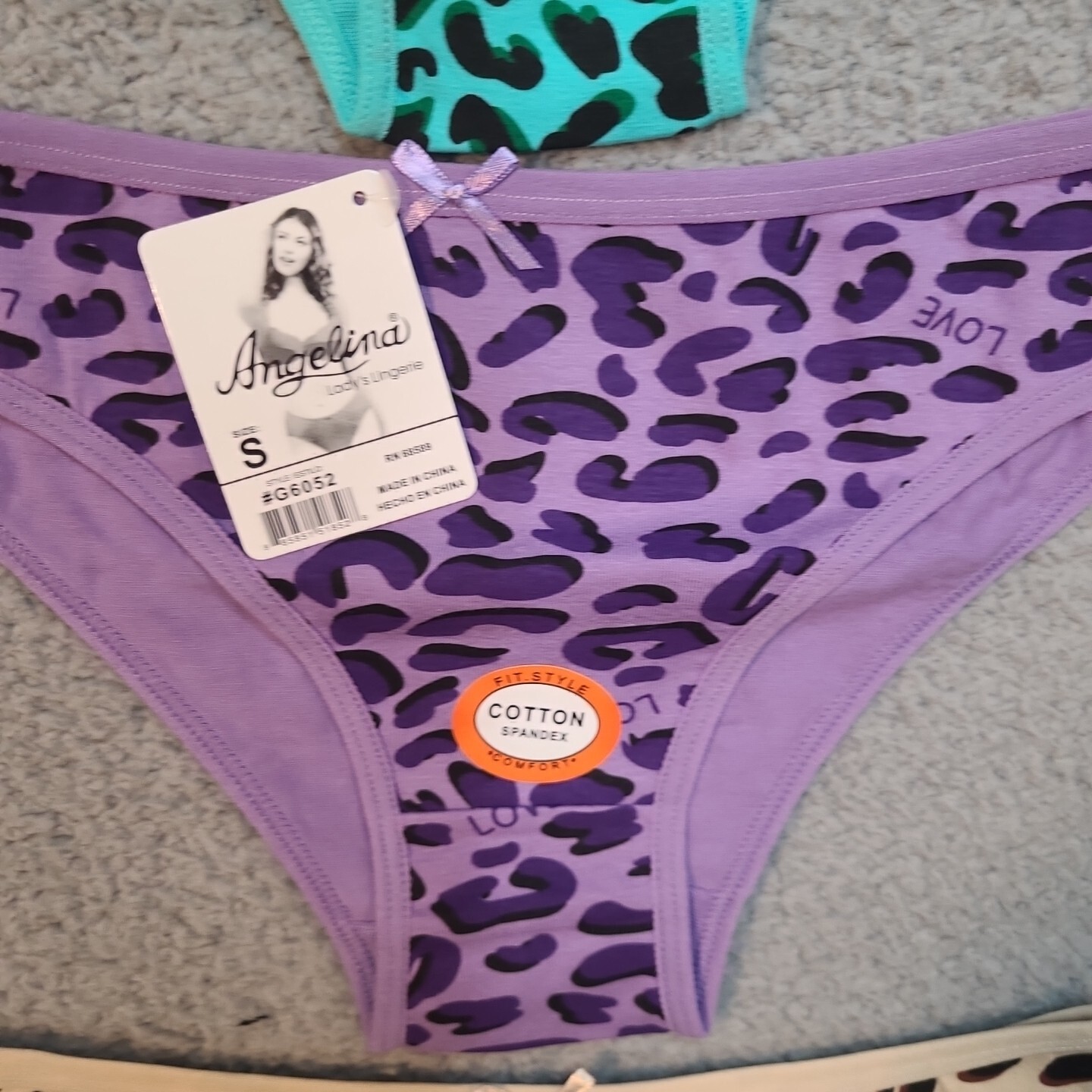 Angelina Cotton Bikini Panties Womens Size Sm Leopard Love Print Pack #6052