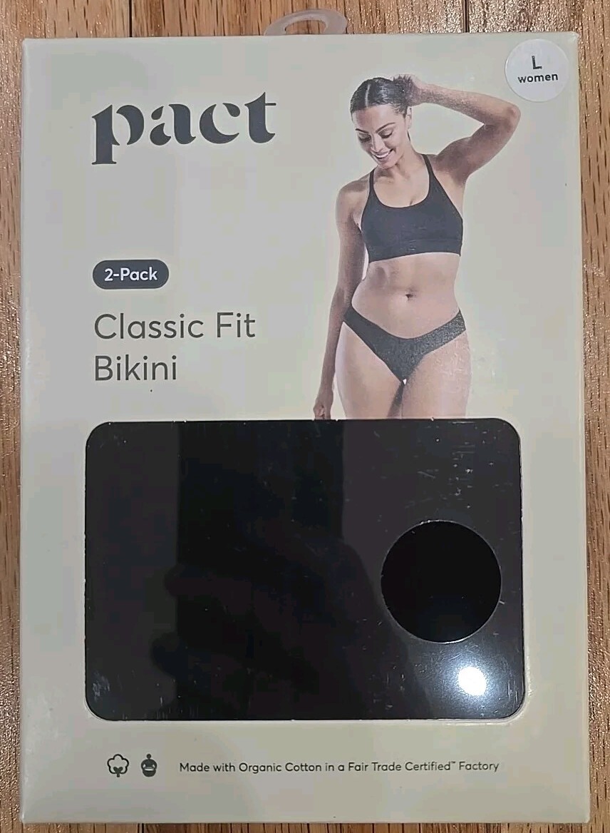 Pact 2pc Classic Fit Bikini Mid Rise Waist Sexy Flirty Organic Cotton New
