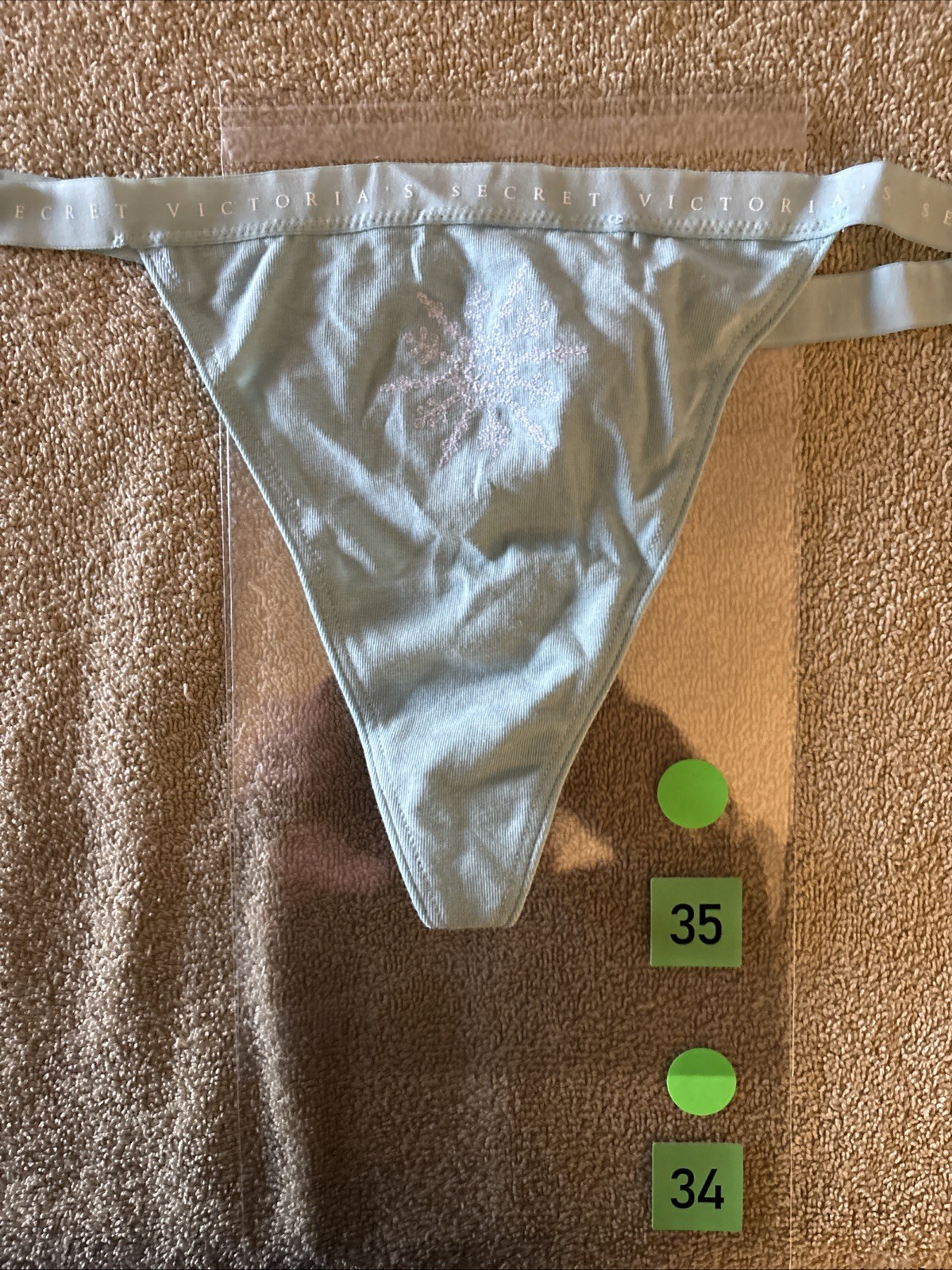 Victoria’s Secret Large light blue snowflake V string panties