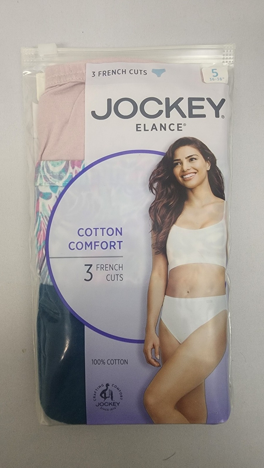 Jockey Elance Cotton Comfort French Cut Panties – Size 5 – 3 Pack Mixed Teal