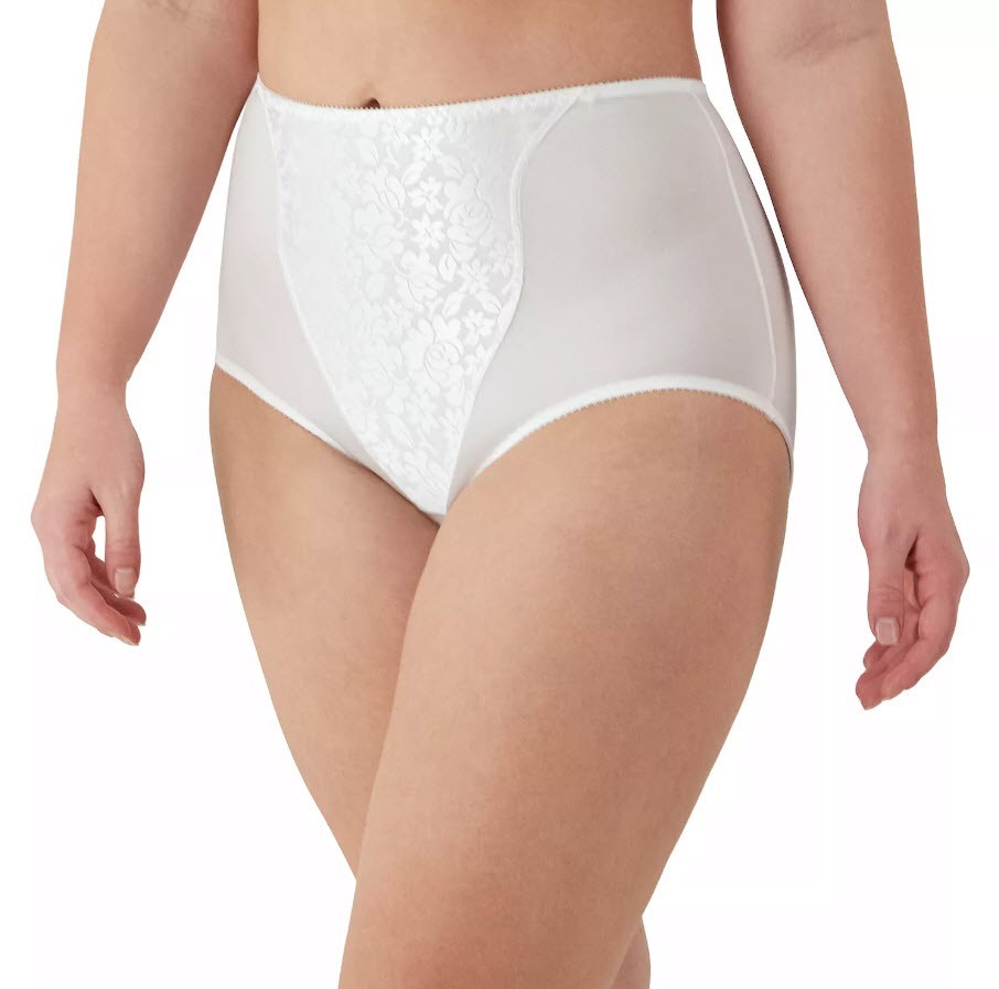 2 Pairs – Bali Womens LIGHT CONTROL Shaping BRIEFS – Jacquard WHITE – MEDIUM 6
