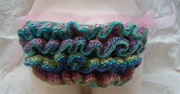 New Rainbow Mermaid Ruffle Pink Blue & Green Glistening Ribbon Tie Panties M