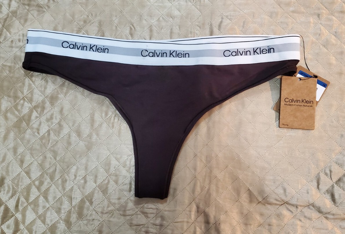 NWT~Calvin Klein Women’s Size 1X MODERN COTTON Natural Brown THONG QF7046-021