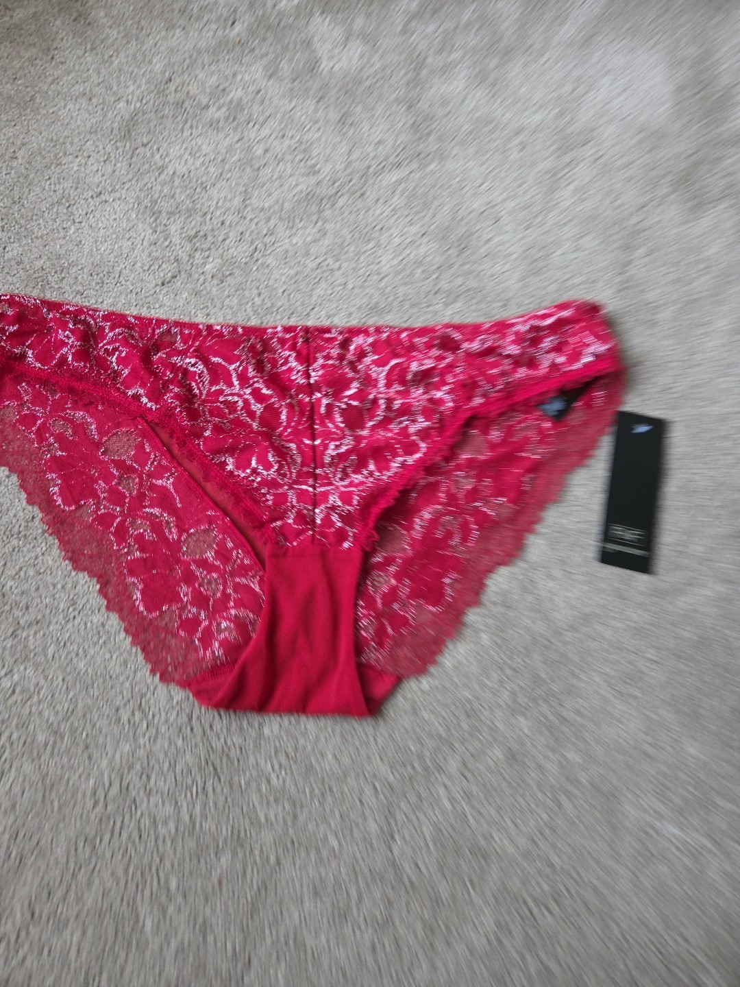 Red & Silver Brazillian Ladies Gorgeous briefs Knickers Uk size 18 Brand New