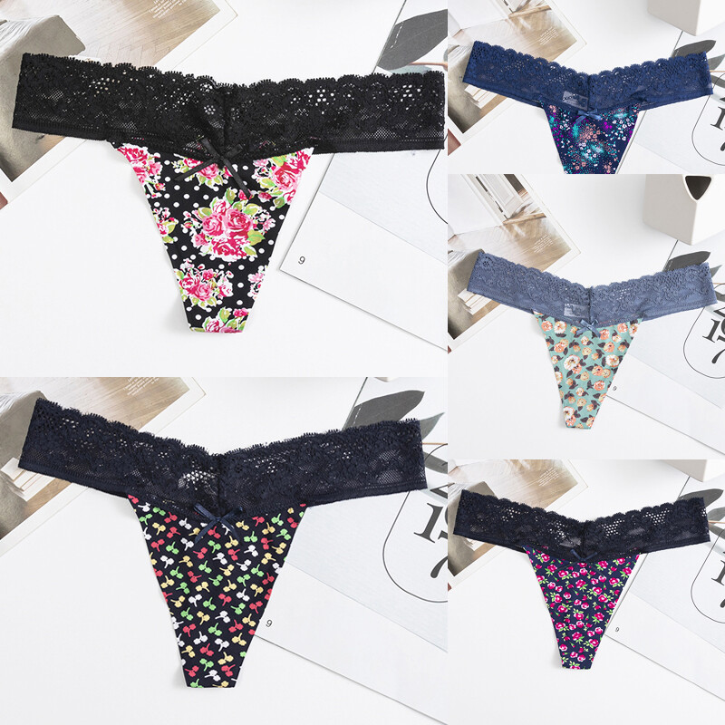 5PCS/LOT Sexy Womens G string Thong Panties Brief Lace Underwear Bikini Lingerie