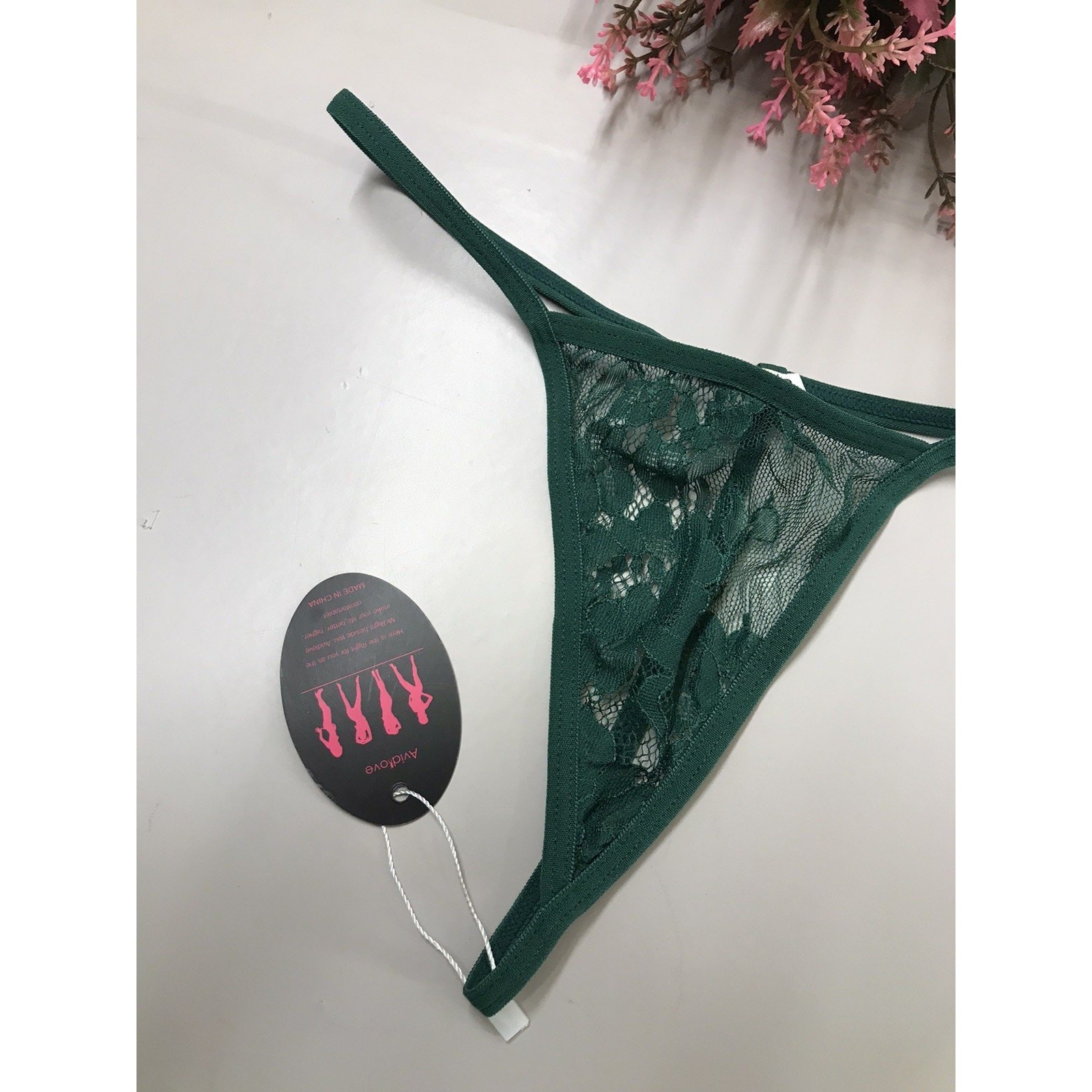 Women’s Avidlove Dark Green Lace String Thong Panty Sz Smalll (New)