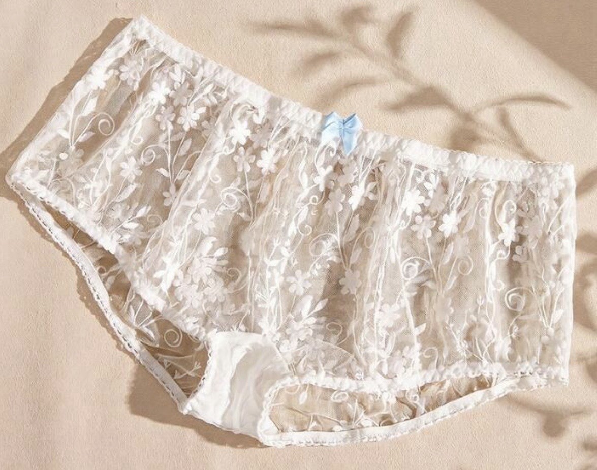 Bohemian Lace Sheer White Brief Panties Knickers XL NEW Sissy