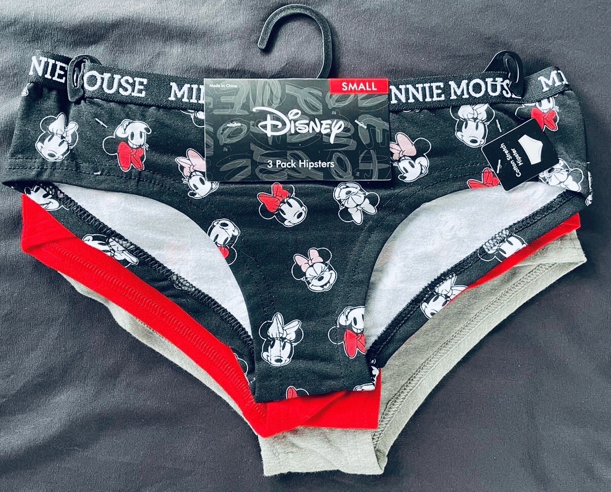 NWT Disney Minnie Mouse Women’s Cotton Hipster Panties 3 Pair Pack Sz Small