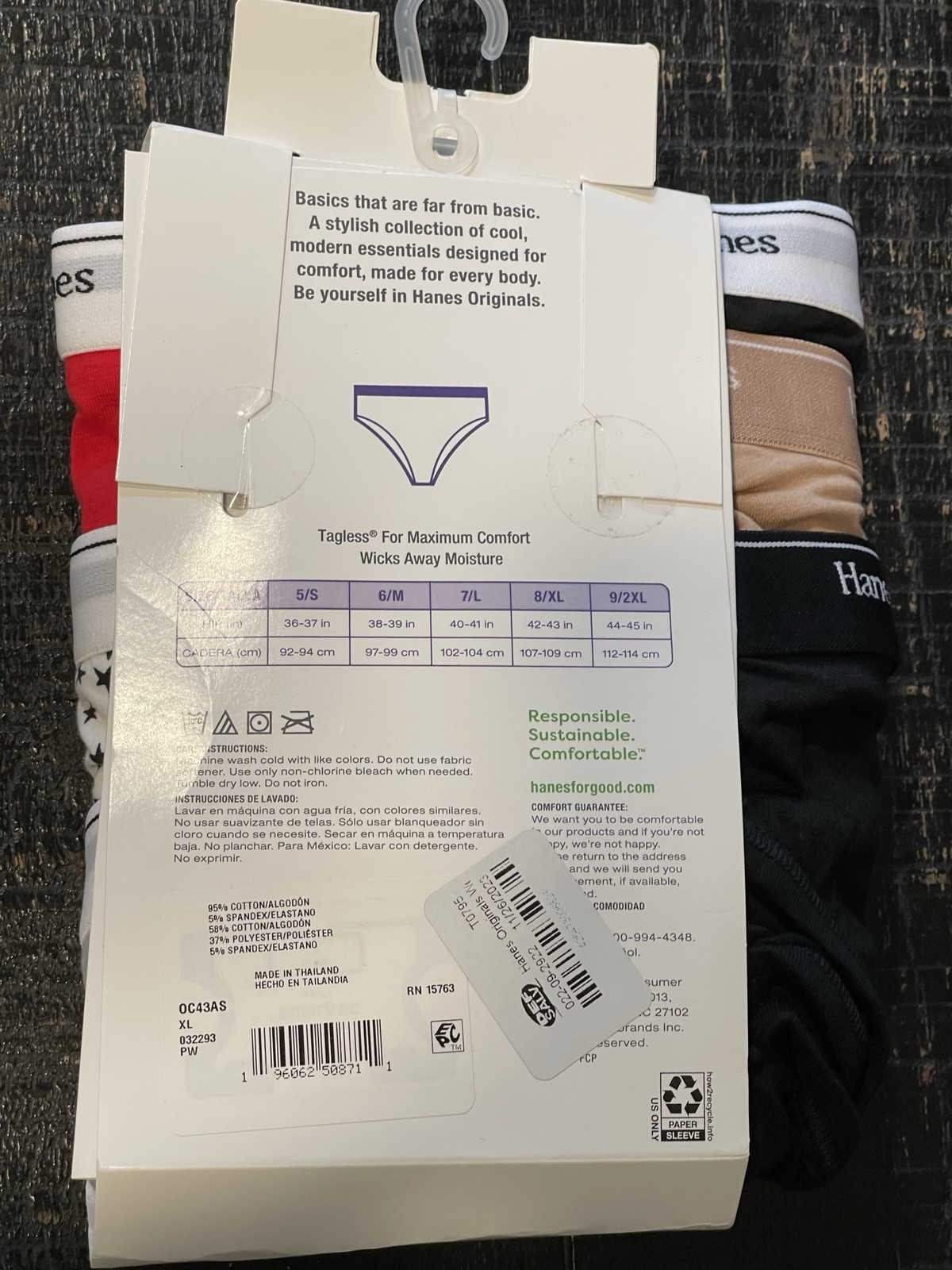 Hanes Originals Women’s Cotton Stretch Hi-legs Panties 6 Pack Size 8/XL