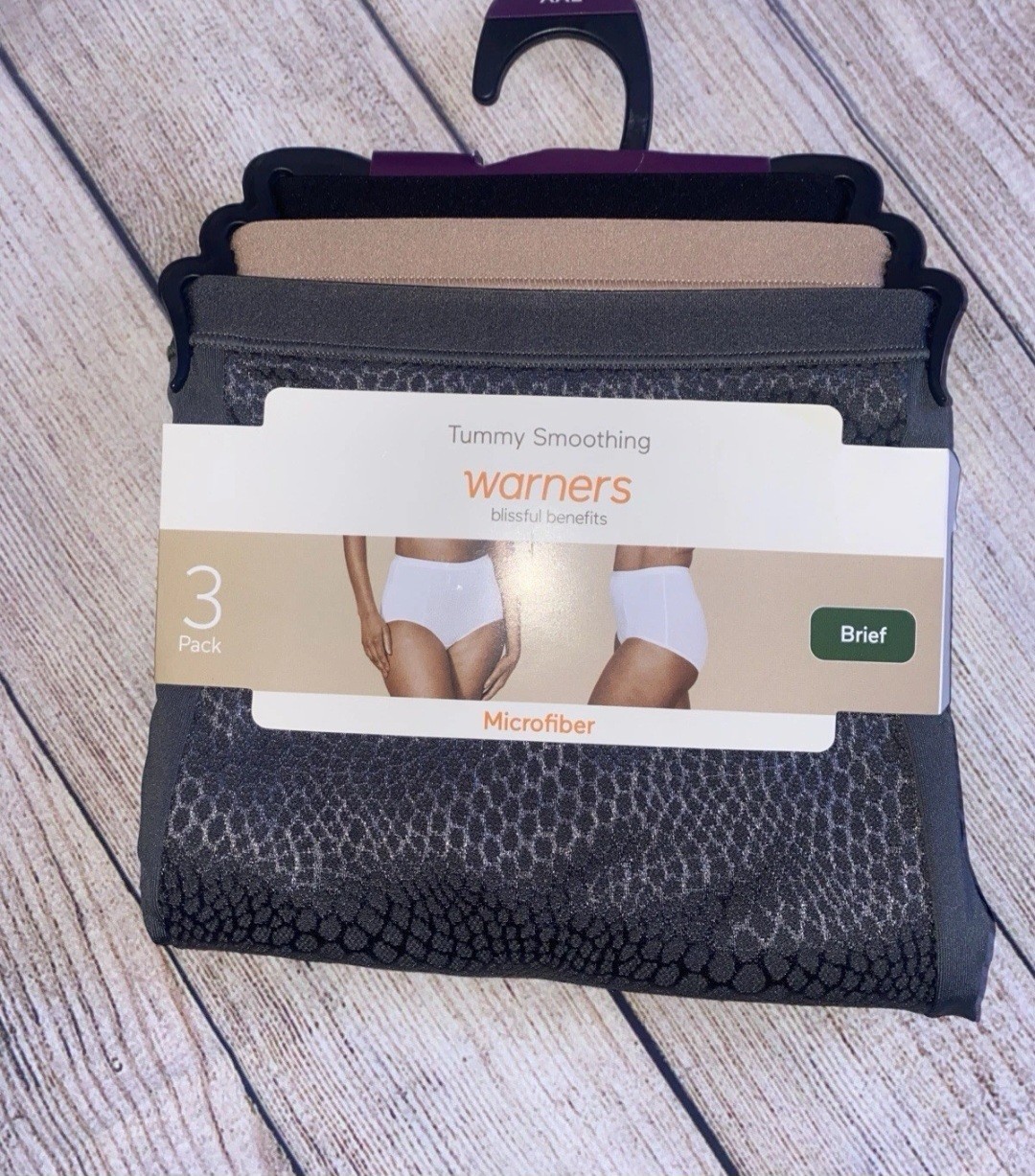 *WARNERS BLISSFUL BENEFITS 3 PACK MICRO BRIEF PANTIES Large