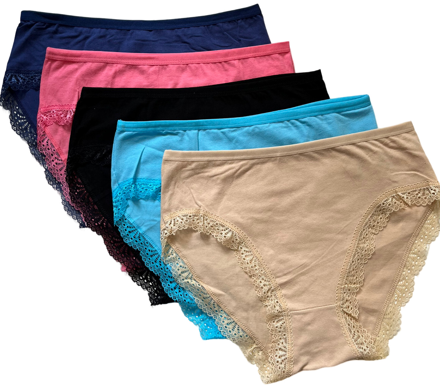 Lot 5 Women High Waist Poly Briefs Highcut Cotton Underwear Panties (#HF664)